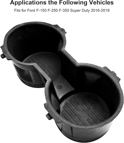 حامل أكواب مناسب لسيارة Ford F-150 F-250 F-350 Super Duty 2016-2019 استبدل FL3Z-1513562-AD، مطاط أرضية وحدة التحكم الأمامية يحمل كوبين باللون الأسود in Kuwait
