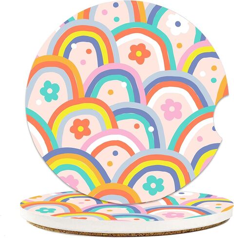 Car Coasters for Cup Holders-Black Cat Moon Absorbent Ceramic Coaster with Cork Back, Car Accessories Gifts for Men Women, 2PCS Universal Anti Slip Car Accessories, Cup Mat for Most Car Interior in Kuwait