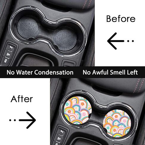 Car Coasters for Cup Holders-Black Cat Moon Absorbent Ceramic Coaster with Cork Back, Car Accessories Gifts for Men Women, 2PCS Universal Anti Slip Car Accessories, Cup Mat for Most Car Interior in Kuwait