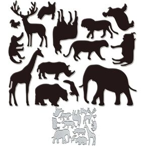 Zoo Animals Set Metal Cutting Die Cuts, DIY Crafts Sika Deer Scrapbook Paper Cards Cutting Dies Cut Stencils for DIY Embossing Card Making Book Tags Decorative Paper Dies Scrapbooking