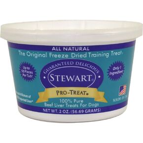 Stewart Freeze Dried Beef Liver Dog Treats, Grain Free, All Natural, Made in USA by Pro-Treat, 2 oz, Resealable Tub