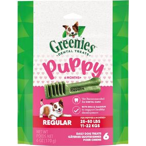 Greenies Puppy Regular Size Natural Dental Dog Treats, 6 oz. Pack (6 Treats)