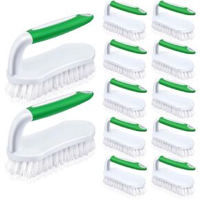 12 Pcs Scrub Brush comfortable to Grip for Cleaning Shower Heavy-duty Brushes Bulk with Flexible Stiff Bristles Scrubber Brush for Shower Carpet Kitchen Floor Tiles (Gray)
