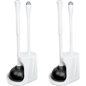 CELOX Toilet Plunger and Brush Set, Heavy Duty Toilet Bowl Brush and Plunger Set Combo Hidden, Toilet Plunger with Holder for Bathroom Cleaning, White, 2 Sets in Kuwait