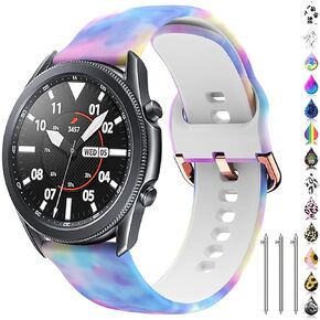 TOOLAIK Floral 22mm watch band Compatible for Samsung galaxy watch 3 45mm/Gear S3 Frontier/Classic,Silicone 22mm watch band quick release for Women Men