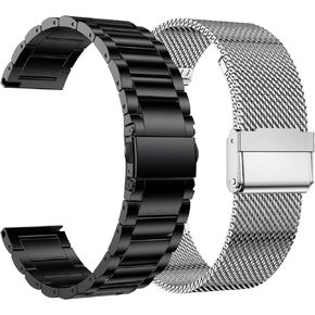 Compatible for Sumsung Galaxy Watch 6 Classic 47mm 43mm/Galaxy Watch 6/5 44mm 40mm/Galaxy Watch 5 Pro 45mm Bands Men Women, 20mm Milanese and Stainless Steel Metal Bands Bracelet Strap