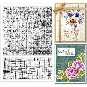 GLOBLELAND Linen Background Clear Stamps Cloth Frame Background Silicone Clear Stamp Seals for Cards Making DIY Scrapbooking Photo Journal Album Decoration
