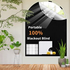 100% Portable Blackout Curtains, Portable DIY Blinds, No Drill Travel Blackout Blinds Sunblock Window Cover Black Out Curtains, for Baby Nursery, Travel, Dorm Room (118" x 57")