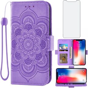Asuwish متوافق مع حافظة محفظة iPhone Xs X 10 10s وواقي شاشة من الزجاج المقسى وغطاء قلاب وحامل بطاقات للهاتف الخلوي لهاتف iPhoneX iPhoneXs iPhone10 i PhoneX SX 10x 10xs X's Women Men أزرق
