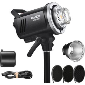Godox MS200V 200Ws GN53 Compact Studio Strobe Flash Monolight with Reflector and Grid Kit, Bowens Mount, LED Modeling Lamp, 2.4G Wireless X System, 5600K 1.3s Recycle at Full Power Output 110~220V