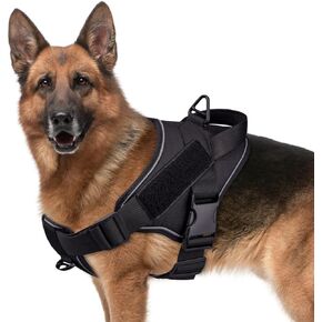 Tension-free nylon reflective pet strap Adjustable comfort control step heavy dog strap, medium and large dog strap, pull-free vest strap, reflective splicer dog strap (Medium, black)
