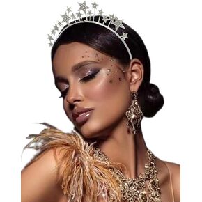 Formery Stars Halo Crown Headband Rhinestone Goddess Tiara Headpiece Party Festival Prom Crystal Hairband for Women and Girls