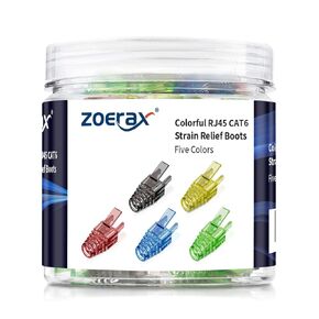 100 Pack RJ45 Strain Relief Boots, Assorted Colors, RJ45 Ethernet Network Cable Connector Plug Boot Cover Mixed Color for CAT5E CAT6 Cable