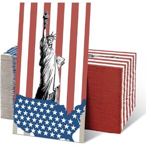 American Flag Patriotic Guest Napkins 3-Ply Napkins Disposable 4th Of July Independence Day Decorations Dinner Paper Napkins Disposable Hand Towels For Bathroom Kitchen Party Tableware (50)