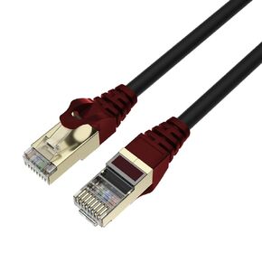 QualGear RJ45 Cat 7 Ethernet Patch Cable, 10Gpbs High-Speed Cable, 600MHz, Triple-Shielded, Flat, 1 Feet, Black