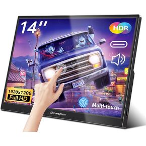 Portable Monitor Touchscreen Monitor 14 Inch HDR 1920x1200 400cd/m² USB C/HDMI IPS Touch Monitor with Dual Speakers, External Monitor for Laptop/PC/Mac/Xbox/PS4/5 Switch, VESA