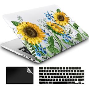 Compatible with MacBook Air 11/11.6 Inch Case 2015 2014 2013 2012 Release A1465/A1370, Plastic Hard Shell Case + Keyboard Cover + Screen Protector - Sunflower
