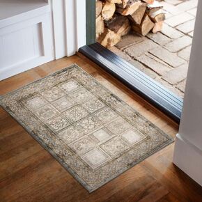 DECOMALL ALYTA Washable Runner Rug, Vintage Non-Slip Long Rugs for Hallway Walkway Corridor Kitchen, Green/Brown 2’6"x9’