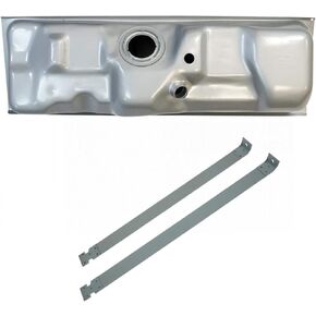 TRQ 16 Gallon Gas Fuel Tank w/ Strap Kit Set Compatible with Ford F Series Pickup Truck