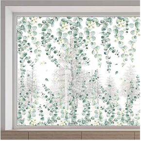 GORGECRAFT 11.8x46.4 Inch Leaves Vine Window Clings Green Plant Hanging Static Window Decals Anti Collision Removable Leaf Spring Summer Window Stickers Flowers Window Film for Glass Window Decoration