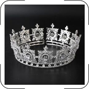 Luxury Cubic Zirconia Bridal Tiaras for Women Round Prom King and Queen Crown for Wedding Pageant Queen Birthday CZ Crystal Headband Bride Hair Accessories