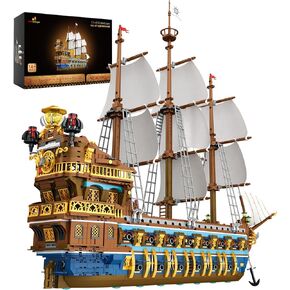 JMBricklayer Pirate Ship Building Sets for Adults, Gorgeous Royal Fleet Ship with Tiered Design, Attractive Pirate Toys Building Blocks Pirate Ship Display, Fathers Day Building Gifts(3162 Pieces)