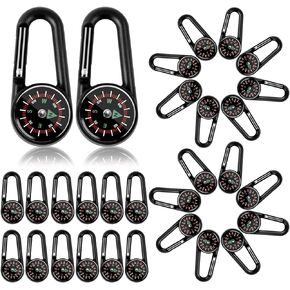 Small Keychain Compasses, Compass Carabiners Bulk Small Pocket Magnetic Compass Keychain Survival Compass Hiking for Kids Outdoor Survival Camping Party