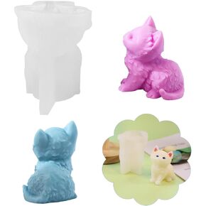 Rolin Roly Mini 3D Kitten Candle Molds Silicone Cat Mold for Cake Decorating, Resin Epoxy Casting Polymer Clay Mould,Beeswax Candle Mold (1PCS)