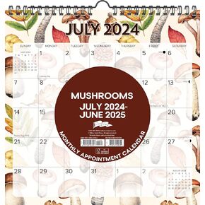 Willow Creek Press Mushrooms Academic يوليو 2024 - يونيو 2025 شهريًا مقاس 12 بوصة × 12 بوصة تقويم جداري حلزوني in Kuwait