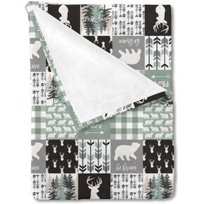 HawSkgFub Woodland Adventure Awaits Bear Fox Baby Blanket for Boy Gift, Forest Tree Animal Arrow Flannel Fleece Nursery Bed Blankets, Soft Lightweight Newborn Infant Toddler Kids Crib Bedding 30 x 40