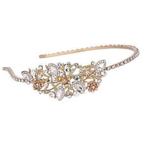 EVER FAITH Women's Austrian Crystal Wedding Bridal Flower Leaf Cluster Hair Band Clear Silver-Tone