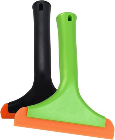 2PCS Flexible Silicone Squeegee Auto Water Blade Squeegee for Car Window Windshield Mirror Bathroom Glass Door, Window Cleaning 7.5''Long Handle 6'' Blade (Black+Light Green) in Saudi Arabia