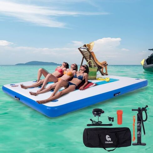 أرصفة عائمة قابلة للنفخ للبحيرة، مقاس 8 × 6 أقدام، منصة رصيف قابلة للنفخ مع مضخة هواء كهربائية، منصة عائمة لحوض السباحة والشاطئ والمحيط مع وسادة مضادة للانزلاق in Kuwait