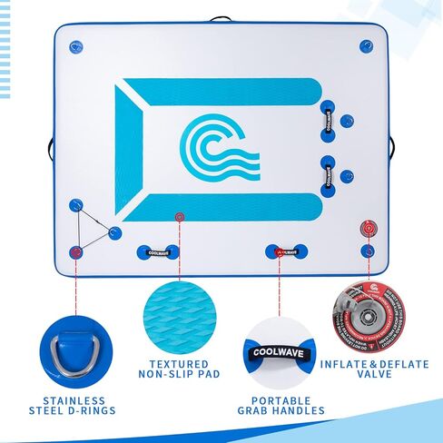 أرصفة عائمة قابلة للنفخ للبحيرة، مقاس 8 × 6 أقدام، منصة رصيف قابلة للنفخ مع مضخة هواء كهربائية، منصة عائمة لحوض السباحة والشاطئ والمحيط مع وسادة مضادة للانزلاق in Kuwait
