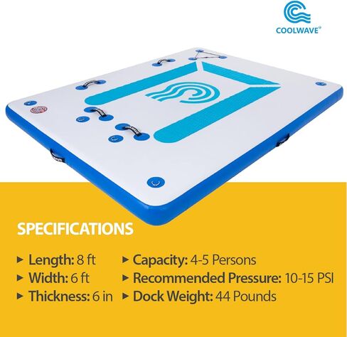 أرصفة عائمة قابلة للنفخ للبحيرة، مقاس 8 × 6 أقدام، منصة رصيف قابلة للنفخ مع مضخة هواء كهربائية، منصة عائمة لحوض السباحة والشاطئ والمحيط مع وسادة مضادة للانزلاق in Kuwait