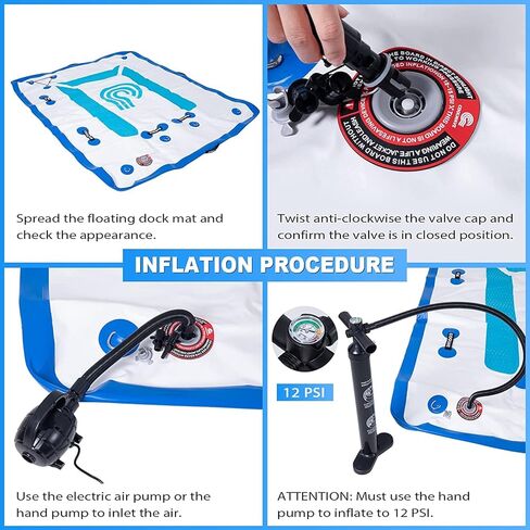 أرصفة عائمة قابلة للنفخ للبحيرة، مقاس 8 × 6 أقدام، منصة رصيف قابلة للنفخ مع مضخة هواء كهربائية، منصة عائمة لحوض السباحة والشاطئ والمحيط مع وسادة مضادة للانزلاق in Kuwait