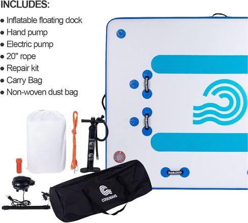 أرصفة عائمة قابلة للنفخ للبحيرة، مقاس 8 × 6 أقدام، منصة رصيف قابلة للنفخ مع مضخة هواء كهربائية، منصة عائمة لحوض السباحة والشاطئ والمحيط مع وسادة مضادة للانزلاق in Kuwait