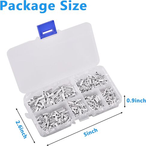 Single Barrel Crimp Sleeves Aluminum Fishing Crimp Sleeves Cable Crimp Sleeves Wire Rope Crimping Loop Sleeves Crimping Tool Kit for Fishing Line Mono Line Fishing Leader Rigging (600pcs) in Saudi Arabia