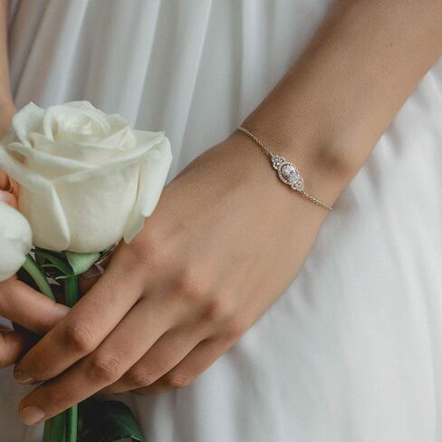Bridesmaid Gift Oval Bracelet and Earring set, Wedding Jewelry Set in Gold, Rose Gold, Silver in Saudi Arabia