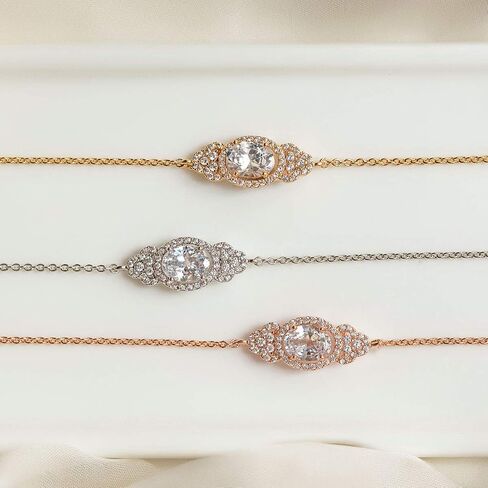 Bridesmaid Gift Oval Bracelet and Earring set, Wedding Jewelry Set in Gold, Rose Gold, Silver in Saudi Arabia
