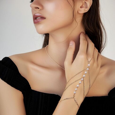 Gold Dainty Layered Tassel Crystal Hand Chain Ring Bracelet for Woman in Saudi Arabia