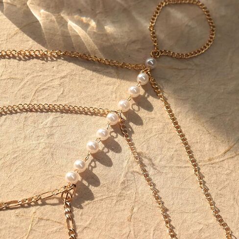 Gold Dainty Layered Tassel Crystal Hand Chain Ring Bracelet for Woman in Saudi Arabia