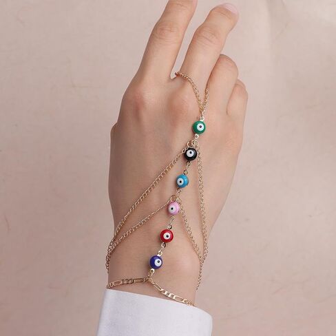 Gold Dainty Layered Tassel Crystal Hand Chain Ring Bracelet for Woman in Saudi Arabia
