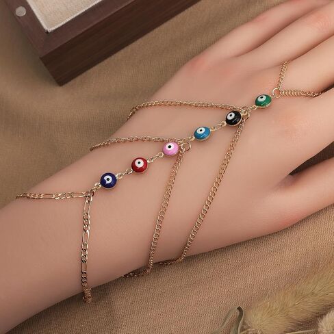 Gold Dainty Layered Tassel Crystal Hand Chain Ring Bracelet for Woman in Saudi Arabia