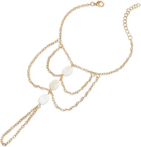 Gold Dainty Layered Tassel Crystal Hand Chain Ring Bracelet for Woman in Saudi Arabia