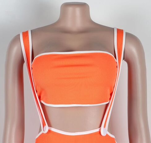 Women 2 Piece Outfit Tube Crop Tops Sexy Bodycon Pants Sets Y2K Jumpsuits Club Outfits in Saudi Arabia