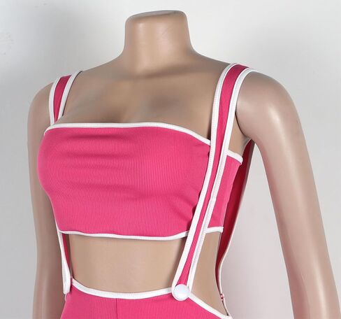 Women 2 Piece Outfit Tube Crop Tops Sexy Bodycon Pants Sets Y2K Jumpsuits Club Outfits in Saudi Arabia