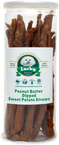 Lucky Premium Treats Sweet Potato Straws Sweet Potato Dog Treats 7oz. – All Natural Chewy Veggie Dog Treats Small Dogs & Medium Dogs – Training Reward Made in USA – Shareable Small Dog Treats in Saudi Arabia