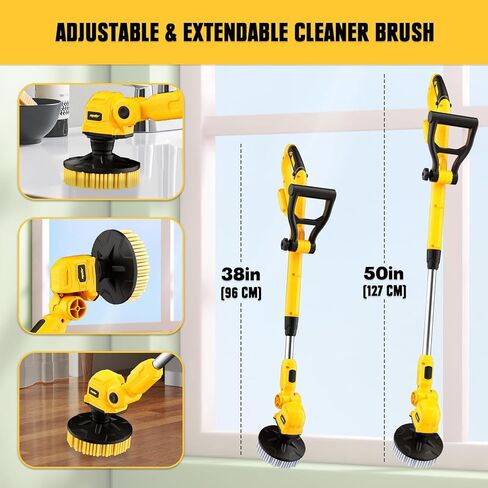 Mellif جهاز تنظيف دوار لاسلكي لبطارية Dewalt 20V MAX (بدون بطارية)، فرشاة تنظيف الدش الكهربائية، فرشاة تنظيف محمولة مع مقبض تمديد قابل للتعديل لسيارة أرضية بلاط الحمام in Kuwait