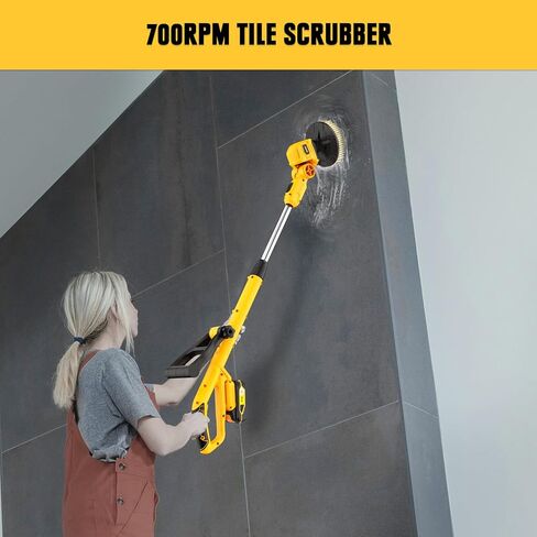 Mellif جهاز تنظيف دوار لاسلكي لبطارية Dewalt 20V MAX (بدون بطارية)، فرشاة تنظيف الدش الكهربائية، فرشاة تنظيف محمولة مع مقبض تمديد قابل للتعديل لسيارة أرضية بلاط الحمام in Kuwait